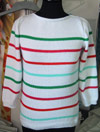 Pull blanc rayé en coton